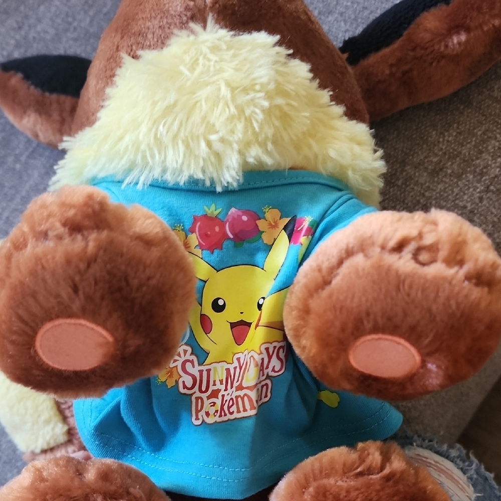 Build A Bear Pokemon Eevee BAB Plush Toy with Blue Outfit w/Voicebox - Picture 4 of 9
